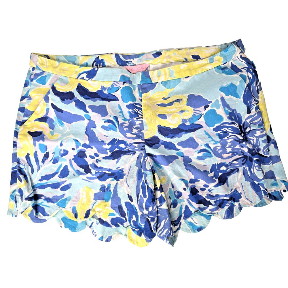 Lilly Pulitzer Ylang Ylang Love Scalloped Hem Side Zip Magnolia Shorts Size 10